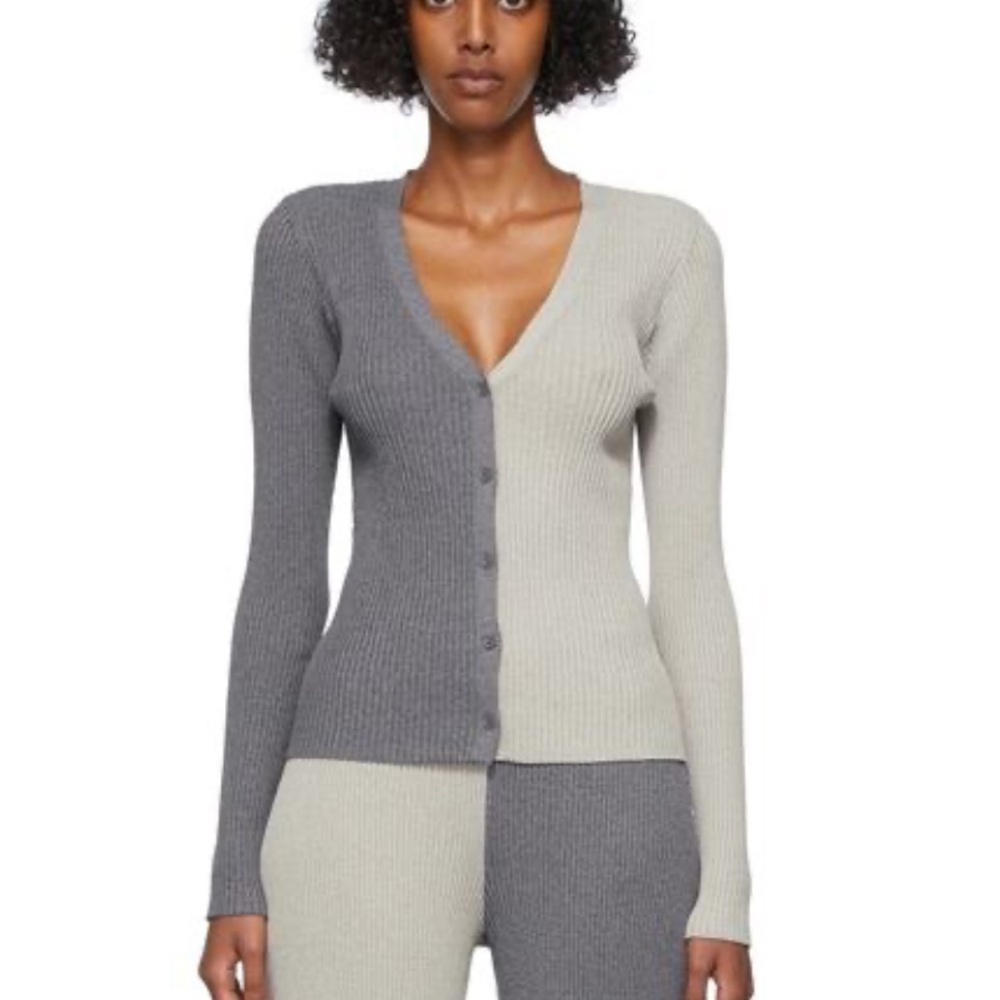 STAUD color block Light Gray Cardigan size XS